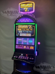 IGT GOLD BAR 7s PROGRESSIVE S3000 SLOT MACHINE WITH LIGHTED TOPPER 