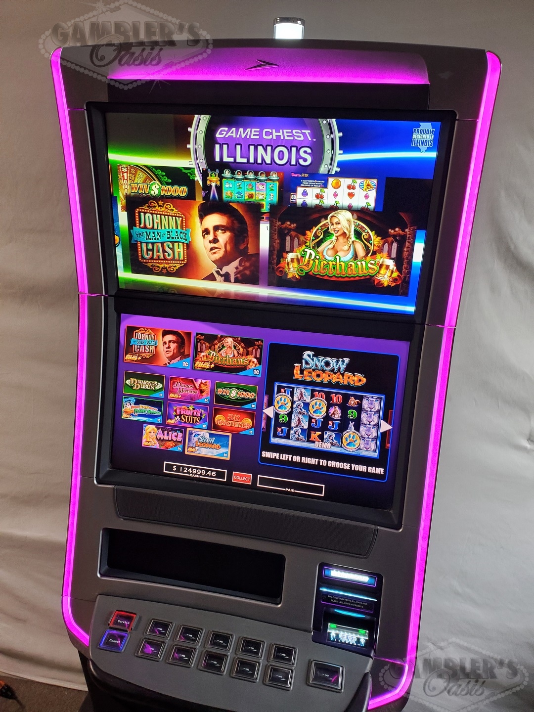 WMS BLADE GAME CHEST WITH JOHNNY CASH, BIER HAUS, RETURN FROM THE PLANET MOOLAH AND MORE MULTI GAME BB3 VIDEO SLOT MACHINE - 