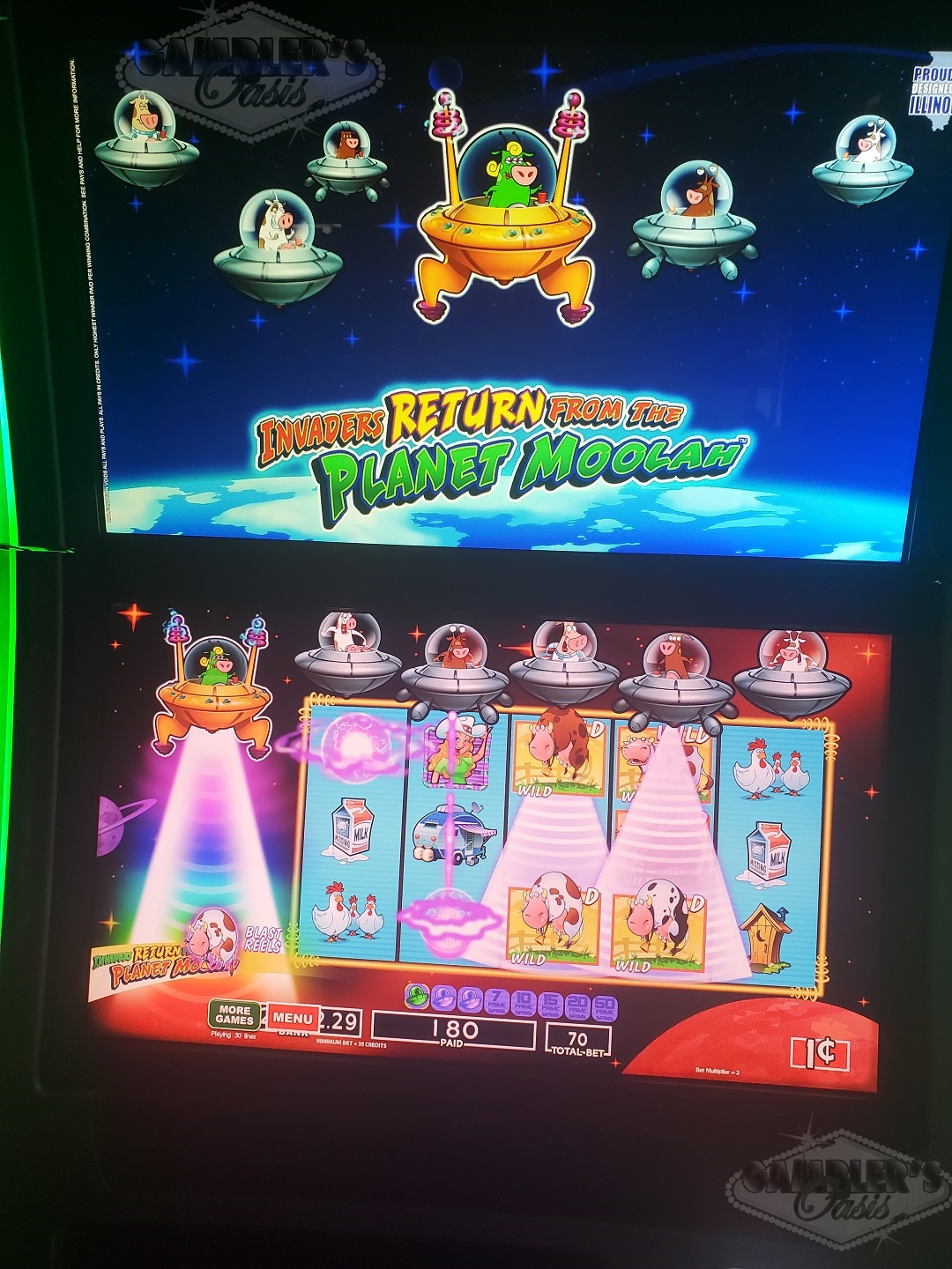 WMS BLADE GAME CHEST WITH JOHNNY CASH, BIER HAUS, RETURN FROM THE PLANET MOOLAH AND MORE MULTI GAME BB3 VIDEO SLOT MACHINE - 